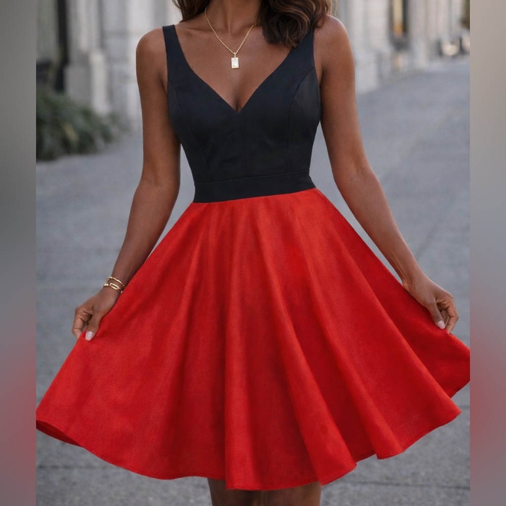 Elegant Black and Orange Dress